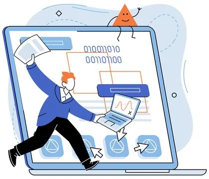 Application testing metaphor. Vector. Software testing, debugging process that 스톡 일러스트