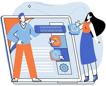 Application testing metaphor. Vector. Software testing, defensive line 스톡 일러스트