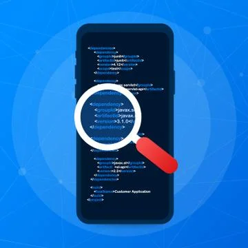 Application testing. Software development workflow process coding testing ana Stock Illustration