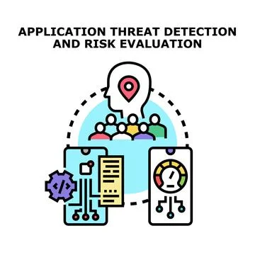 Application threat detection and risk evaluation icon concept Illustrazione stock