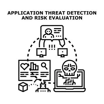 Application threat detection and risk evaluation concept Stockillustratie