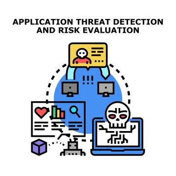 Application threat detection and risk evaluation concept Illustrazione stock