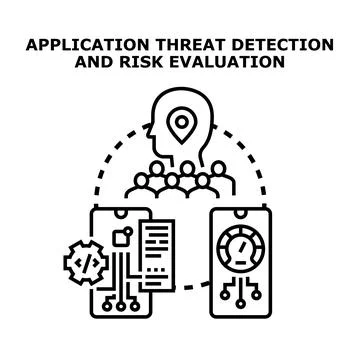 Application threat detection and risk evaluation icon concept 库存插图