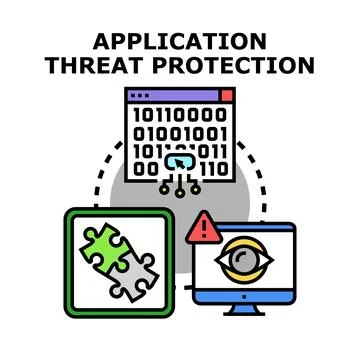 Application threat protection system protecting digital software threats Stock Illustration