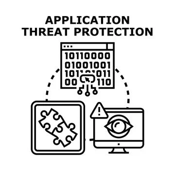 Application threat protection system protecting digital software threats Stock Illustration