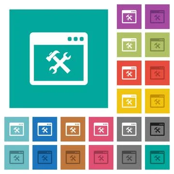 Application tools square flat multi colored icons 스톡 일러스트
