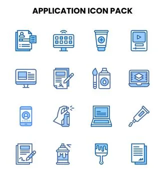 Application Two Colour SVG Icons Pack 스톡 일러스트