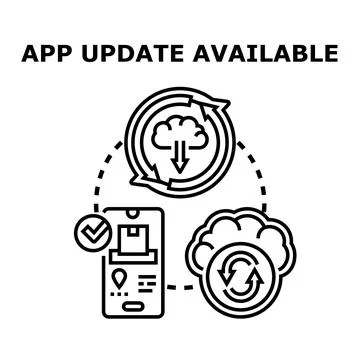 Application update available choosing cloud modern technology イラスト素材