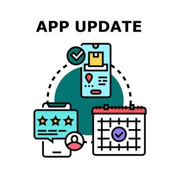 Application updating process with new functionality Stock Illustration
