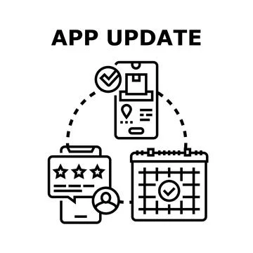 Application updating process with new functionality Stockillustratie