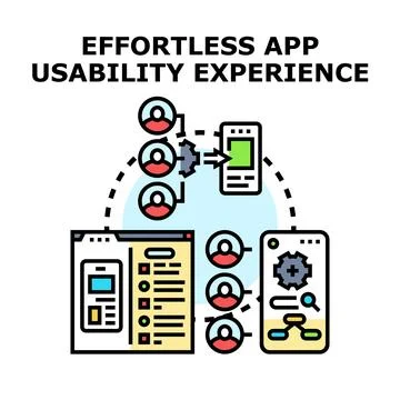 Application usability experience designing for user comfort Stock Illustration
