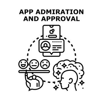 Application user admiration and approval concept illustration Stock Illustration