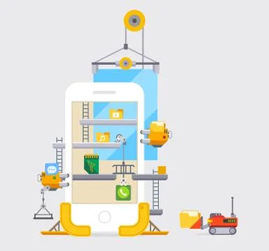 Application User Interface Modile Development Construction Stock Illustration