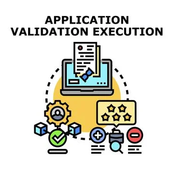 Application validation execution process concept vector Stock Illustration