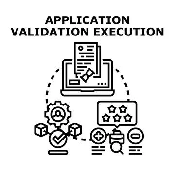 Application validation execution process concept vector Stock Illustration