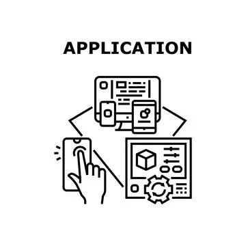 Application Vector Concept Black Illustration Illustrazione stock