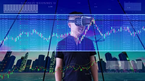 Application of VR virtual reality technology in the field of financial techn Stock Footage 297724648