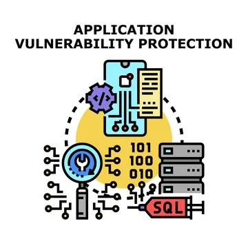 Application vulnerability protection analyzing data security risks 库存插图