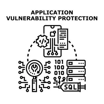 Application vulnerability protection analyzing data security risks Stock Illustration