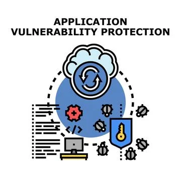 Application vulnerability protection system security development Stockillustratie