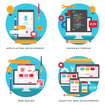 Application, Website Development, Program Coding Design 库存插图