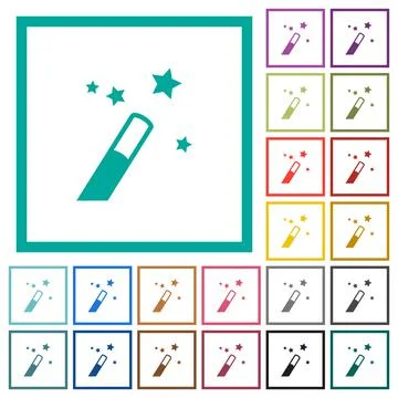 Application wizard flat color icons with quadrant frames Stock Illustration