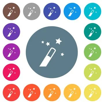Application wizard flat white icons on round color backgrounds Stock Illustration