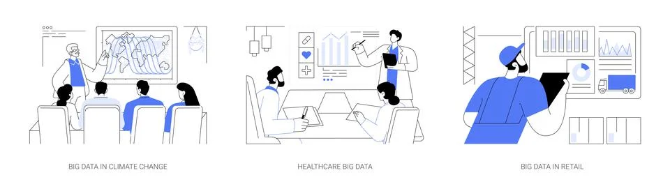 Applications of Big Data isolated cartoon vector illustrations se Stock Illustration