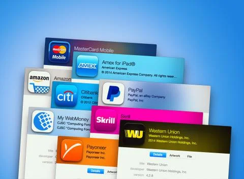 Applications for business on computer display Stock Illustration