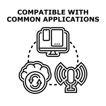 Applications compatibility concept connecting devices cloud and audio Stock Illustration