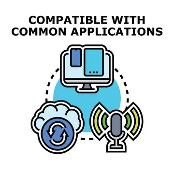 Applications compatibility concept connecting devices cloud and audio Stock Illustration