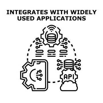 Applications integrating with software and cloud services Stock Illustration