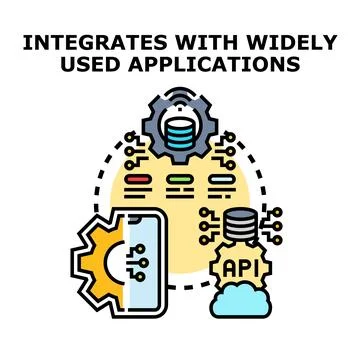 Applications integrating with software and cloud services 库存插图