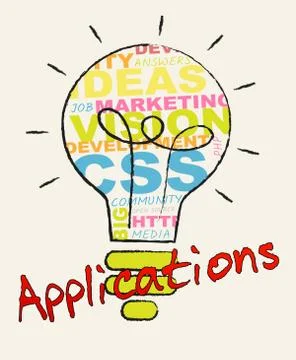 Applications Lightbulb Means Application Software 3d Illustration 스톡 일러스트