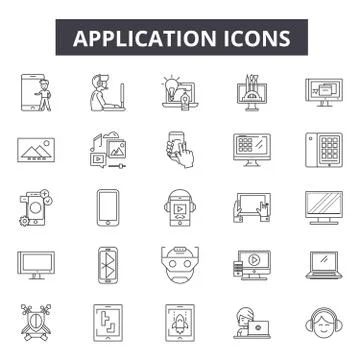Applications line icons for web and mobile design. Editable stroke signs イラスト素材