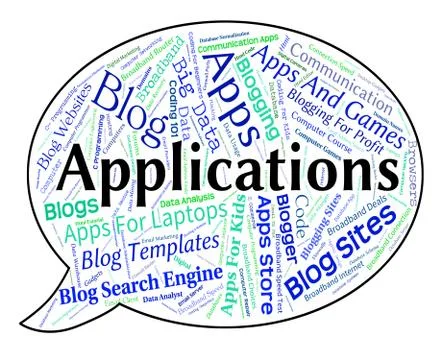 Applications Word Means Software Program And Apps Ilustración de archivo