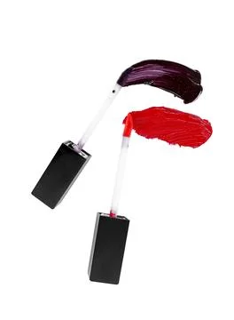 Applicators and lip gloss samples isolated on white Stock Photos