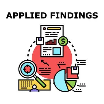 Applied findings research and data analysis concept Stock Illustration