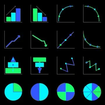 Applied graph color icons with shadow Stock Illustration