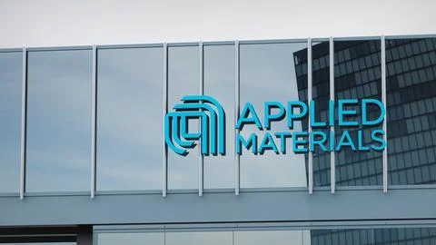 Applied Materials Stock data presented on the logo of the office facade Stock-Fotos