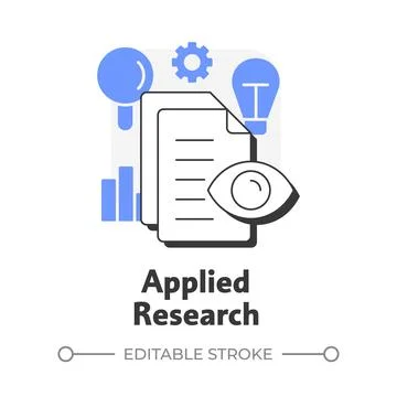 Applied research flat outline concept icon Stock Illustration