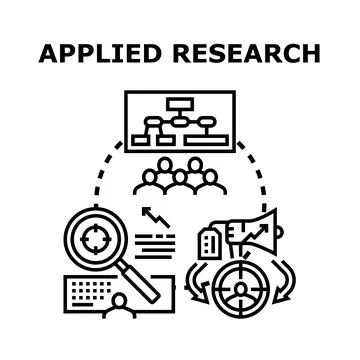Applied research process with strategy development and market analysis Stock Illustration