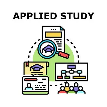 Applied study concept connecting research, education, and teamwork Stock Illustration