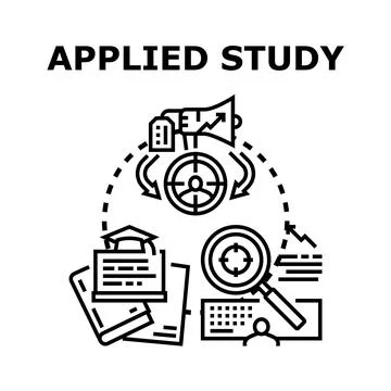 Applied study process examining target audience and research Stock Illustration
