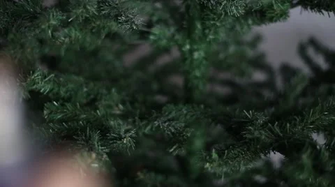 Applied to the tree with artificial snow Video stock 45860583