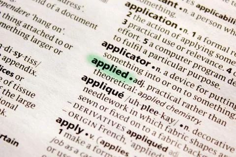 Applied word or phrase in a dictionary. Stock Photos