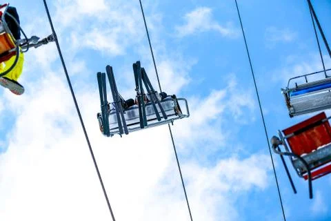 Applique chair lifts in the sky ski vacation Stock Photos