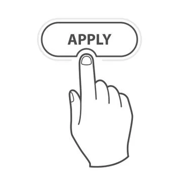Apply button - hand pressing button, vacancy and file an application Stock Illustration