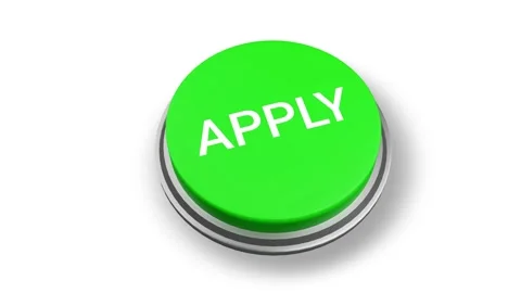Apply Button pressing on white screen Stock Footage 256399157