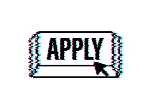 Apply with cursor button. Internet glitch icon. Pointer click icon. Vector stock Illustrazione stock